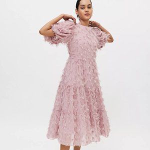 Sister Jane Oak Leaf Pink Midi Dress - Small